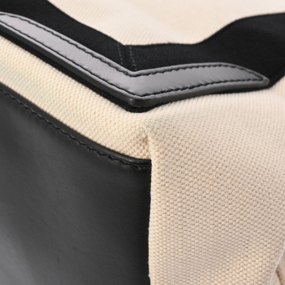 BALENCIAGA Cabas White Black Canvas Leather Handbag - Picture 9 of 11